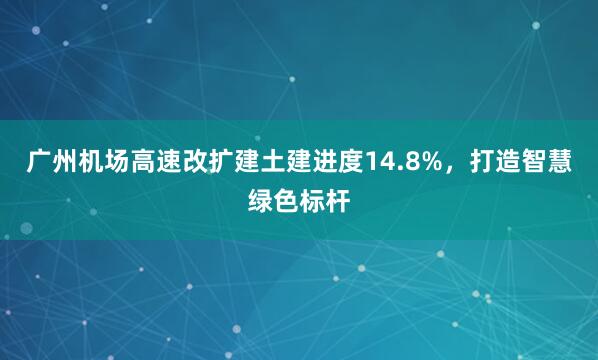 广州机场高速改扩建土建进度14.8%，打造智慧绿色标杆
