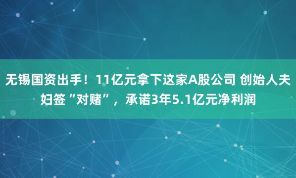 无锡国资出手！11亿元拿下这家A股公司 创始人夫妇签“对赌”，承诺3年5.1亿元净利润