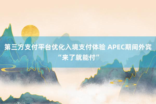 第三方支付平台优化入境支付体验 APEC期间外宾“来了就能付”