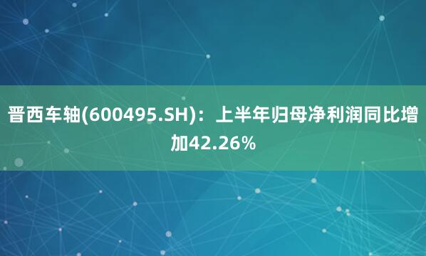 晋西车轴(600495.SH)：上半年归母净利润同比增加42.26%