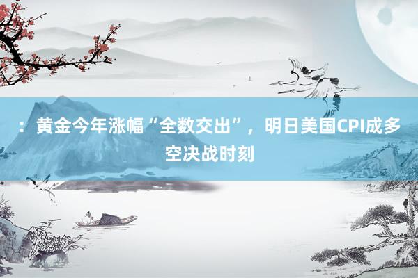 ：黄金今年涨幅“全数交出”，明日美国CPI成多空决战时刻