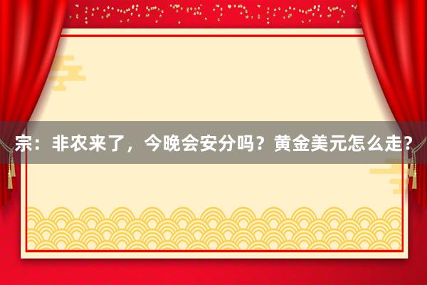 宗：非农来了，今晚会安分吗？黄金美元怎么走？