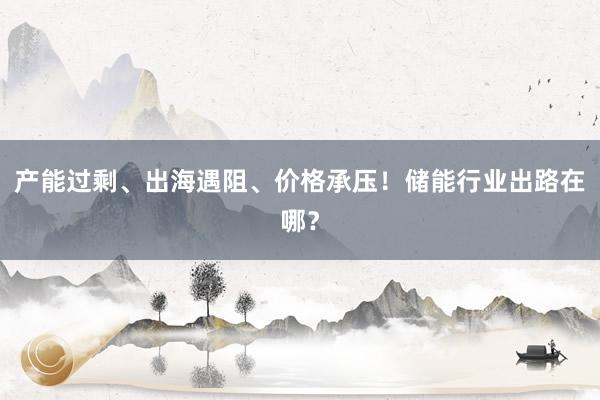 产能过剩、出海遇阻、价格承压！储能行业出路在哪？