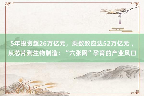 5年投资超26万亿元，乘数效应达52万亿元 ，从芯片到生物制造：“六张网”孕育的产业风口