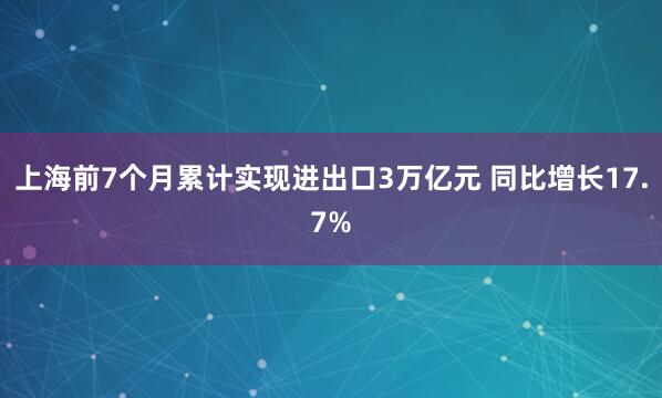 上海前7个月累计实现进出口3万亿元 同比增长17.7%