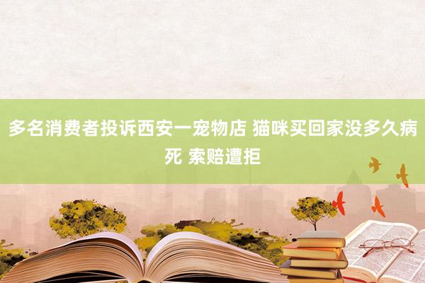 多名消费者投诉西安一宠物店 猫咪买回家没多久病死 索赔遭拒