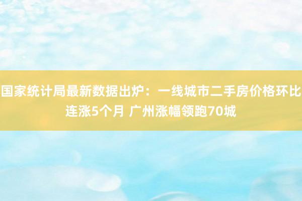 国家统计局最新数据出炉：一线城市二手房价格环比连涨5个月 广州涨幅领跑70城