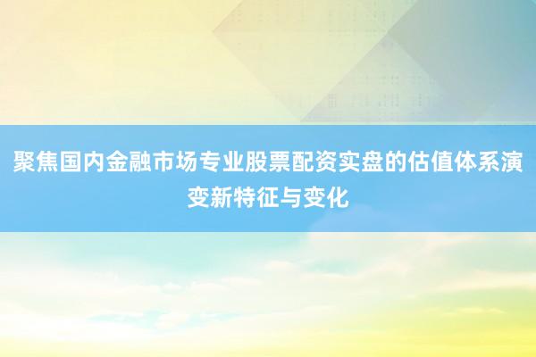 聚焦国内金融市场专业股票配资实盘的估值体系演变新特征与变化