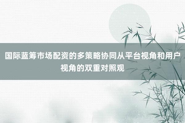 国际蓝筹市场配资的多策略协同从平台视角和用户视角的双重对照观