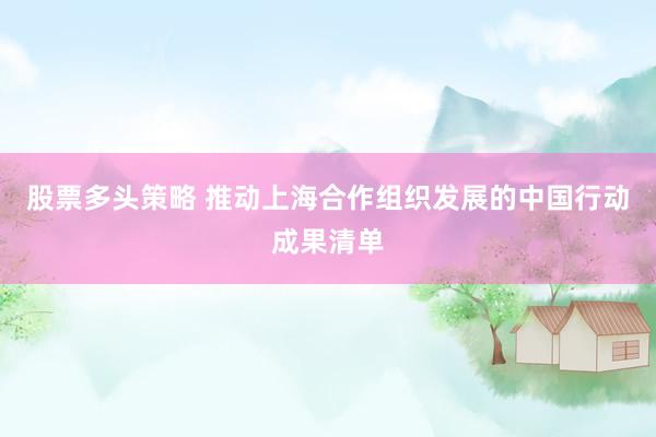 股票多头策略 推动上海合作组织发展的中国行动成果清单