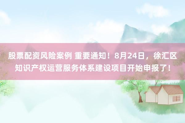 股票配资风险案例 重要通知！8月24日，徐汇区知识产权运营服务体系建设项目开始申报了！