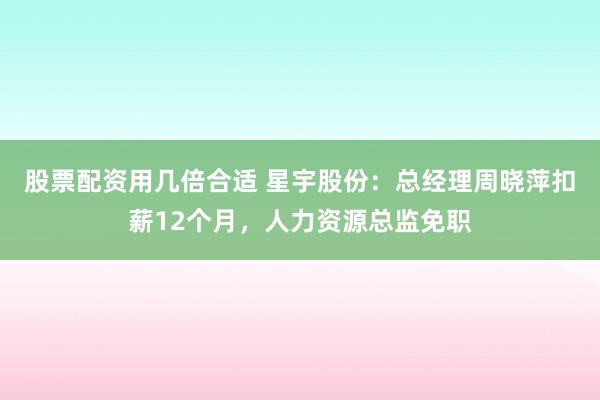 股票配资用几倍合适 星宇股份：总经理周晓萍扣薪12个月，人力资源总监免职