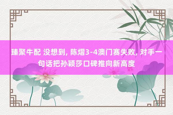 臻聚牛配 没想到, 陈熠3-4澳门赛失败, 对手一句话把孙颖莎口碑推向新高度