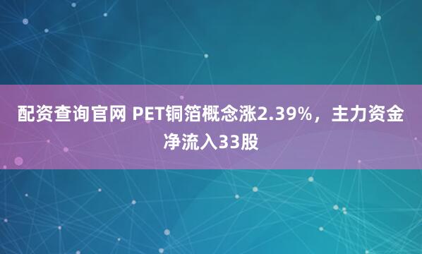 配资查询官网 PET铜箔概念涨2.39%，主力资金净流入33股