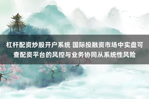 杠杆配资炒股开户系统 国际投融资市场中实盘可查配资平台的风控与业务协同从系统性风险