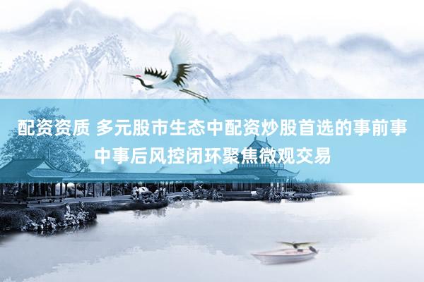 配资资质 多元股市生态中配资炒股首选的事前事中事后风控闭环聚焦微观交易