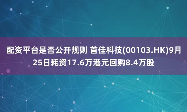配资平台是否公开规则 首佳科技(00103.HK)9月25日耗资17.6万港元回购8.4万股
