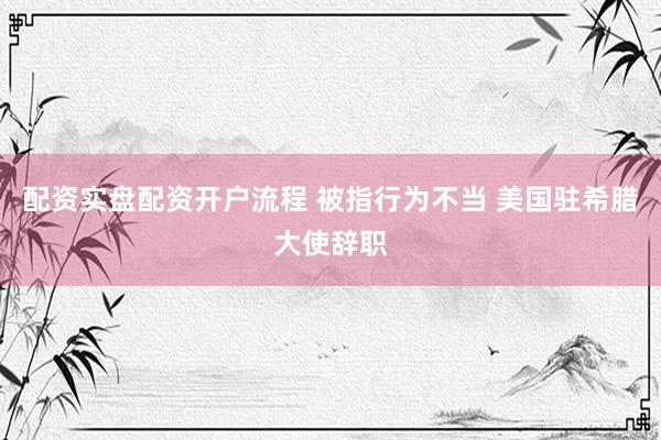 配资实盘配资开户流程 被指行为不当 美国驻希腊大使辞职